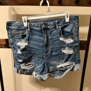 AE | next level stretch shorts with frays